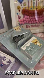 Purple HK001 Stapler dan Isi Staples Kertas Mini Motif Karakter Hektar Mini Cute DIY