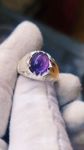 Natural Untreated Brazilian Amethyst 3 carat alpaka ring