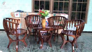 KURSI TERAS MANGKOK JATI 4 KURSI + 1 MEJA