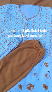 3 Stel Baju Panjang Bayi Baru Lahir Bahan Original Dobel Katun