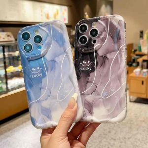 Casing Curly Marble Hitam & Biru untuk Infinix Smart 8