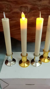 Bộ 2 Cây Nến Điện Tử Que Đôi Kèm Đế Vàng Hoạc Bạc