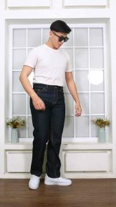 GREVILL Celana Jeans Reguler Standar Pria Basic Standar Retro Denim/ Celana jeans cowok
