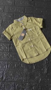 Kemeja anak warna oliv lengan pendek best seller bisa cod