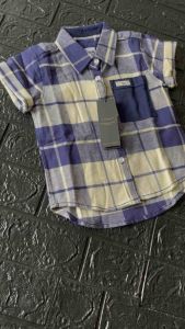 Kemeja flannel anak kotak biru lengan pendek motif best seller bisa cod