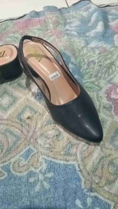 Sepatu Pantopel Wanita Mules Tali Karet Belakang Hak Tahu 5cm