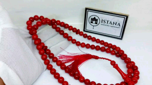 Tasbih Red Coral Marjan Butiran Bulat 10 mm