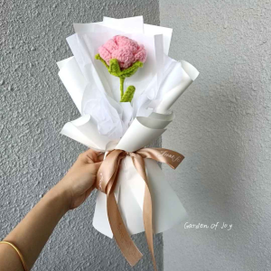 Handmade Crochet Rose Bouquets Valentines Flowers Gift Bunga 针织玫瑰花束