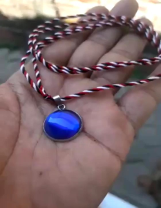 Kalung Tridatu Liontin Bulat Blue Cyclop Royal Blue King Safir