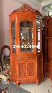 tủ rượu góc 60 70 gỗ gõ hương đá