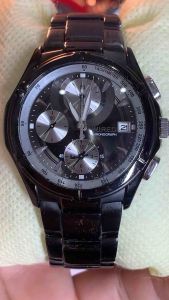 Đồng hồ nam WIRED QUARTZ của Seiko 3 cốt 7 kim size 40mm  full thép màu đen có lịch chronograph dây dài 175cm khóa zin