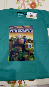 Kaos Anak-Anak MINECRAFT keren Kaos bahan katun 24S Size XS-XL T-shirt Anak-Anak Usia 2-11Tahun motif MINECRAFT terbaru