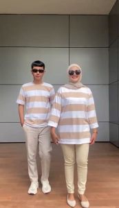 Kaos oversize strip besar pria wanita couple polos stripe aldira terbaru