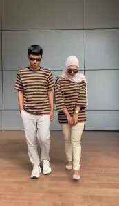 Kaos strip polos couple oversize aldira terbaru / atasan couple pria wanita / kaos couple oversize polos / kaos couple strip