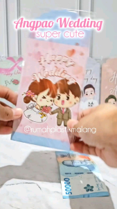 1pack isi 5 KERTAS AMPLOP ANGPAO PANJANG WEDDING pernikahan nikah kantongan bungkus wadah lucu karakter cute unik hijab cartoon sepasang bride groom