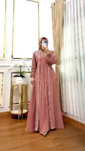 ZENIA DRESS SET HIJAB || Gamis Ceruty Babydoll Premium Lapis Puring Dengan Kombinasi Bordir Yang sangat Mewah || Gamis Lebaran 2025 Viral || Gamis Dewasa 2025 || Gamis Set Hijab Lebaran || Gamis Syari Set Hijab Lebaran