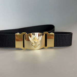 เข็มขัด ข้าราชการ หัวครุฑแบบซ่อนปลายสาย พร้อมสายผ้าสีดำ : BL