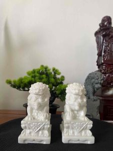 Cặp tượng sư tử đá trưng bày nhà cửa sân vườn tiểu cảnhbonsai Decor decor phòng trang trí nhà đồng