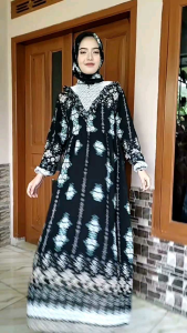 GAMIS CERUTY SYARI MOTIF ETNIK/bunga SET HIJAB