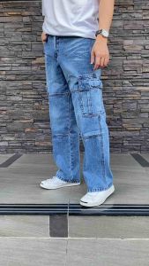 TPPJEANS Vintage Straight กางเกงยีนส์ชายสีบลูยีนส์ฟอก ทรงกระบอกใหญ่ วินเทจ กระเป๋าข้าง งานตัดต่อขา เป้าซิป ผ้านิ่ม ใส่สบาย Size 28-36 รับชำระปลายทาง กางเกงยีนส์ทรงกระบอก ทรงกระบอก - Lazada