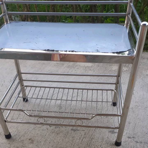 kệ inox 2 tầng 30cm x 50cm cao 47cm.1 tầng tấm và 1 tầng vĩ