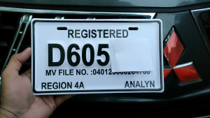 Temporary MOTOR Plate. EMBOSSED METAL GALVANIZED
