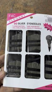 1 Set F4C Elegant 90 Needles Carbonsteel Silver Eye Quality Hand Sewing Assorted Size Needle