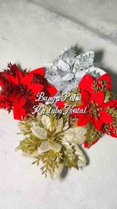 [DIAMETER 14CM] BUNGA PALSU KASTUBA NATAL KATSUBA HIASAN ORNAMEN CHISTMAS HAMPERS BUKET BUNGA EDISI NATAL DESEMBER GLITTER GLAMOUR ARTIFICIAL FLOWER DECORATION GANTUNGAN POHON NATAL POINSETTIA KRISAN JUMBO MEKAR