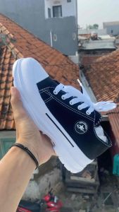 Sepatu Sekolah New and Best High for Korean Style Tali Hitam Putih Pendej