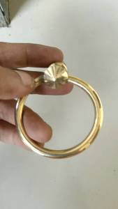Tarikan Laci Lemari Meja Kuningan Antik Motif Cincin 58 cm Warna Kuning 1 Pcs