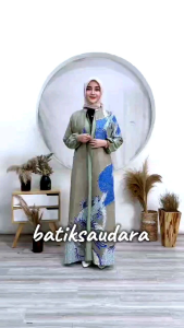 Gamis Batik Jumbo Terbaru Motif Blarak Biru Batik Saudara