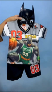 Setelan anak laki-laki usia 1-10 tahun motif karakter batman bahan vistaterry/pakaian baju setelan anak motif karakter batman bahan adem vistaterry