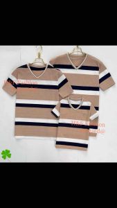 fashion mocha color family T-shirt original stripes cotton YQO PYQO