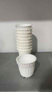 5PCS White Plastic Planters Scallop Edge Design for Indoor & Outdoor Use D3xH3 Inches No. 801