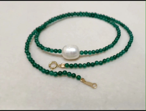 DaVee | Handmade tourmaline necklace pearl pendant necklace turquoise necklace chalcedony necklace