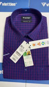 (8P2182) Áo sơ mi Việt Tiến tay ngắn vạt ngang form regular fit hơi ôm