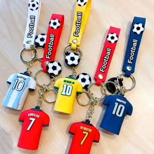Gantungan Kunci Baju Bola Karakter Ronaldo CR7 Messi Mbappe Neymar JR Bruyne Aksesoris Tas / Ransel Gantungan Kunci Rumah Motor Mobil Kado Souvenir Hadiah Jersey Bola Keychain