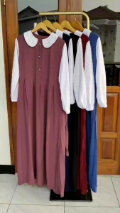 Gamis Aurora dress crinkle airflow mix brukat malika dewasa muslimah terbaru 2024