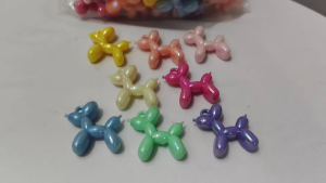 250grams (est.59pcs) Pastel Balloon Dog Charms Beads 35mm Kawaii Acrylic Balloon Puppy Pendant DIY Keychain Charm Accessories Craft