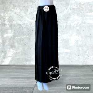 Rok Sekolah Hitam Panjang Rempel Atas/Full Seragam SMP/SMU Kain High Twis