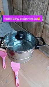 PANCI KUKUS STAINLES TUTUP KACA 16.18.20cm FREE ENTONG PROMO MURAH COD