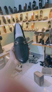 Giày lười da nam dập vân đà điểu giày dự tiệc nam da sít Hàng kĩ đế khâu may chắc chắn mã G1 đặt lùi 1 size