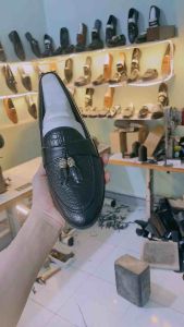 Giày lười chuông vàng vân cá xấu giày dự tiệc nam da sít Hàng kĩ đế khâu may chắc chắn mã g6 đặt lùi 1 size