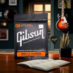 สายกีต้าร์ไฟฟ้าGibson (เบอร์09) ครบชุด6เส้น สายสวย เสียงใส กังวาน **สินค้าดีมีคุณภาพ** แถมฟรีปิ๊กกีต้าร์ มูลค่า45.- พร้อมจัดส่ง
