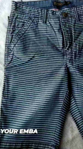 Celana Pendek Pria EMBA Bahan Premium Motif Salur Warna Navy Reguler