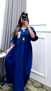 Dress Pelangi Saku Cringkle Busui Kancing Best Seller