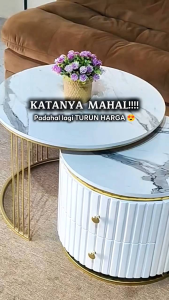 Meja Tamu Minimalis ABELA / Meja Kopi / Meja Tamu Bulat Aestetik Credenza / Meja Salur Mewah Modern