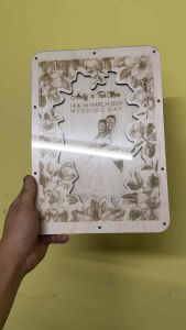 Custom made Wood Engraving photo welcome board wedding plaque with stand for gift souvenir