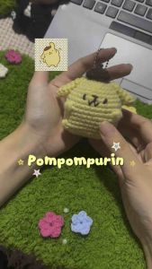 Móc khoá Pompompurin len chó vàng Golden mũ nồi đáng yêu handmade