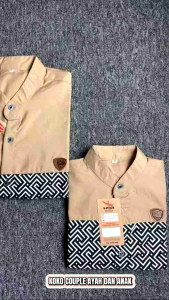 Baju Koko couple ayah dan anak koko kombinasi batik Atasan Muslim Pria baju koko anak